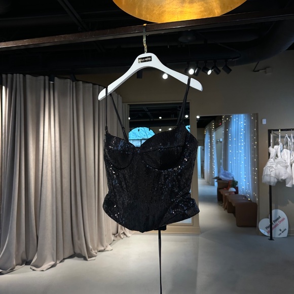 Milla Sensational spaghetti straps sequined black corset, Midnight Walk - Picture 3 of 5